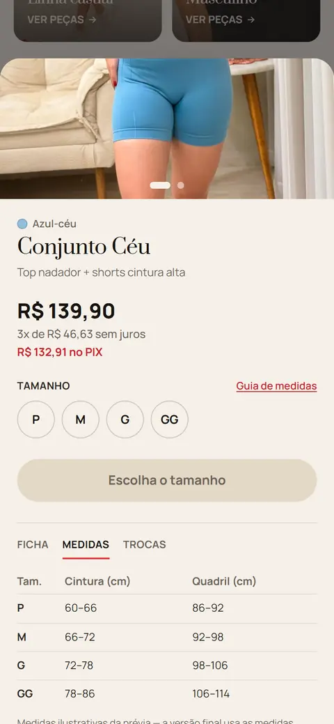 Top Fitness: Medidas